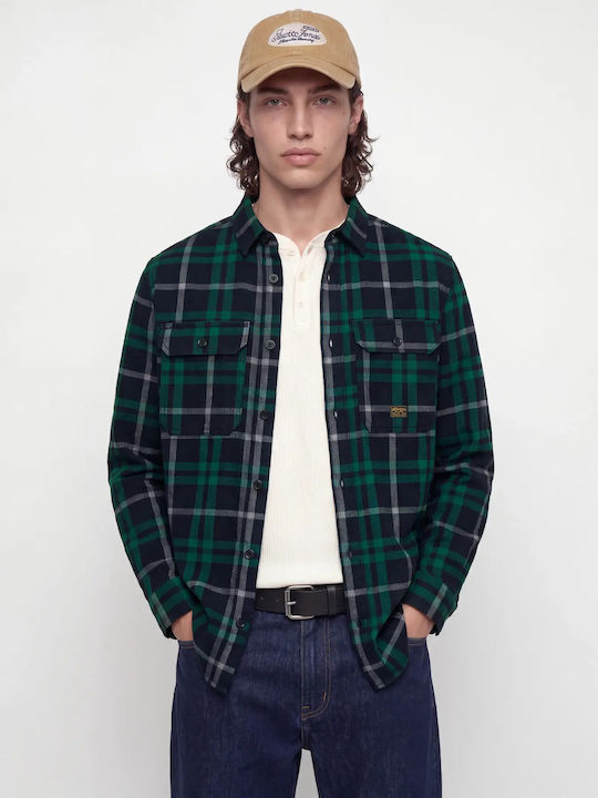 Jprbluivy Дългоръкав Overshirt със Стандартна Кройка на Каре Insignia Blue