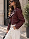 Jachetă Biker de Damă Burgundy