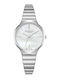 Women's Battery-Powered Watch with Silver Metal Bracelet