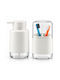Femmit 2-Piece Bathroom Set Liquid Soap Dispenser & Toothbrush Holder White Minimal