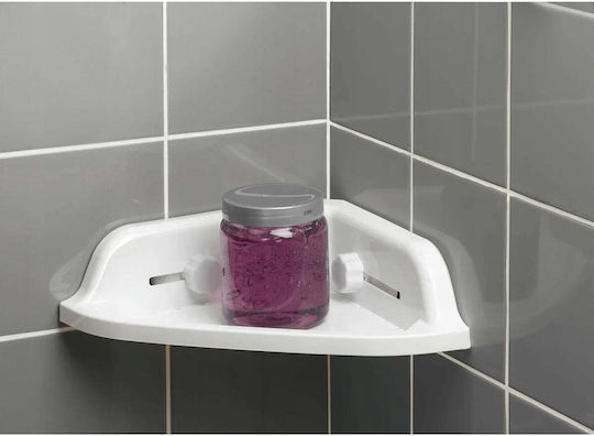 Douceur d'Intérieur Ъглова стенна пластмасова етажерка за баня 25x25x7 cm бяла