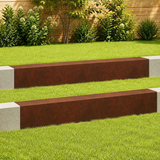 Garden Border Edging 2 Pcs 100 x 20 x 15 cm 8012988 Rusted