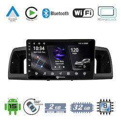 Vencore 3236-10005-0254b Android-15-Multimedia-Display 9" PX5S Octa-Core 2 GB/32 GB IPS-Frontblende CarPlay Android Auto Unterstützung Für 360°-Kamera Toyota Corolla 2002–2006 – Schwarz 3236-10005-0254b