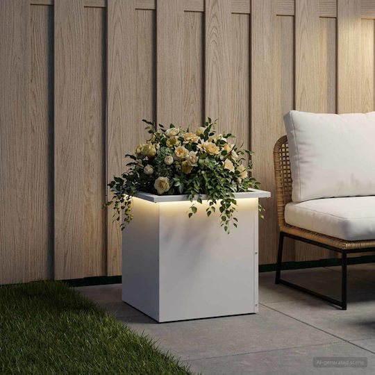 vidaXL Ζαρντινιέρα Μεταλλική Λευκό 40x40x40εκ.