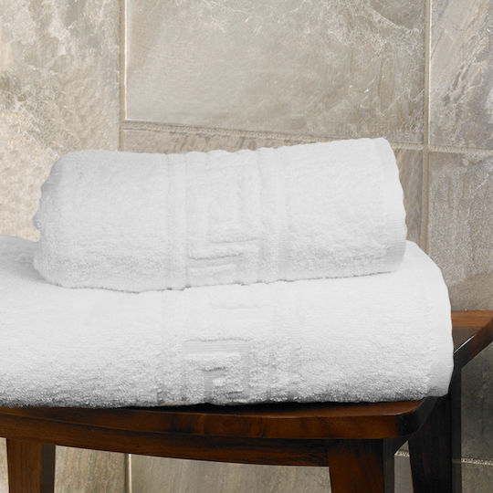 Palatex Set of 12 White Hotel Bath Towels 140x70 cm Meander