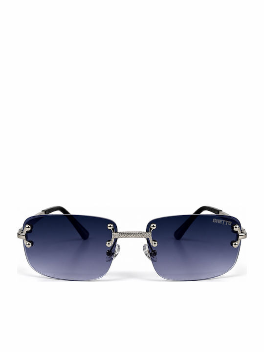 Unisex Sunglasses with Metallic Frame Navy / Silver Gradient