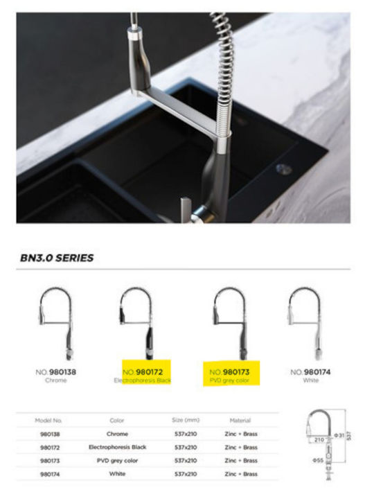 Higold Grey Countertop Kitchen Faucet