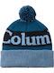 Polar Powder III Pom Pom Beanie Unisex Fleece Knitted Beanie in Blue
