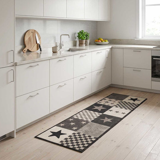 vidaXL Αστέρια Ορθογώνιο Χαλάκι Κουζίνας 150x45cm 42045740 Γκρι