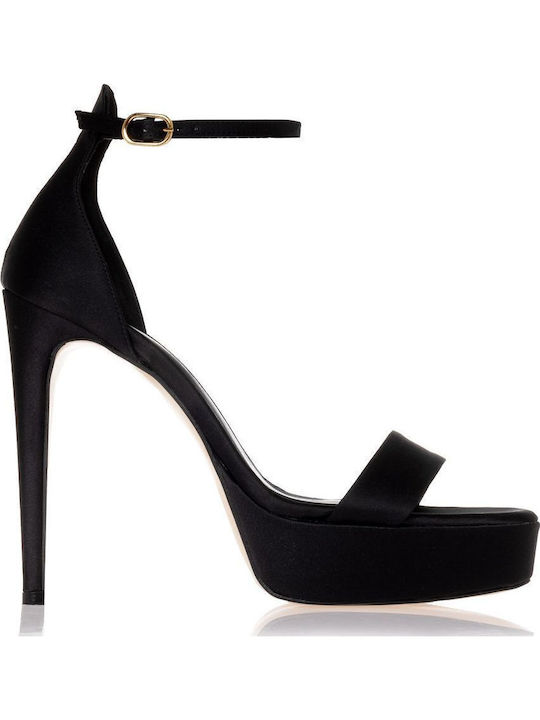 Sante Schwarze Stoff-Sandalen