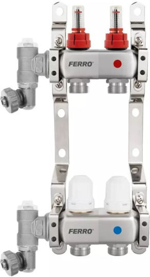 Ferro Stainless Steel 1/2-way Distributor F-comfort Thermostatic Valves Flow Meters Manual Air Vent Drain Valve Heating Domestic Hot Water