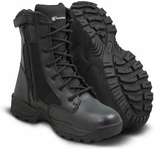 Smith & Wesson Wasserdichte Militärstiefel aus schwarzem Leder mit HydroGuard-Membran
