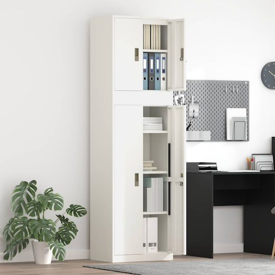 Büroschrank aus Metall und Glas mit Schloss 60x40x210cm
