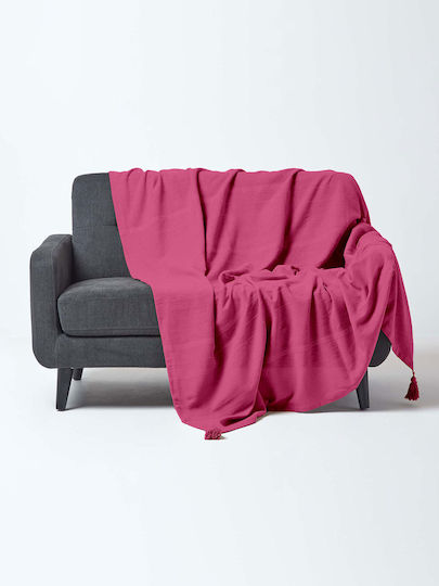 Sunshine Jacquard Two-Seater Sofa Throw Fuchsia
