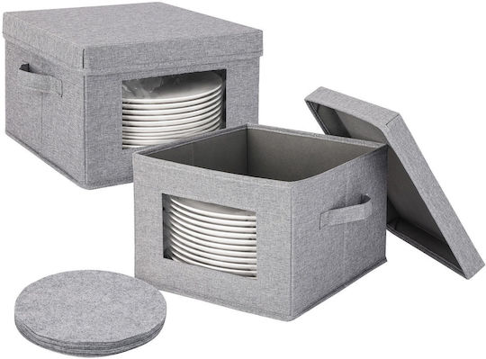 Relaxdays Fabric Storage Box with Lid Grey 20.5x30.5x30.5cm 2 Pieces