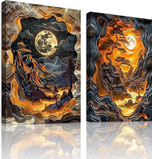 Abstract Chinese Canvas Paintings Set 2 Pieces 40x60 Cm Abstract Chinese Canvas Paintings Set 2 Pieces 40x60 Cm
