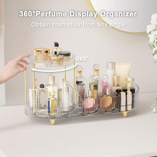 Suport Rotativ de Organizare a Cosmeticelor pe Niveluri Transparent 34x24x15cm