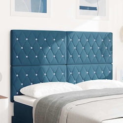 vidaXL LED-Kopfteil Stoff Marineblau 144 x 128 cm