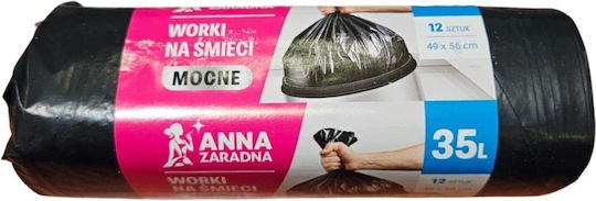 35 L Capacity Trash Bags 12 pcs Black