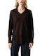 Women's Long Sleeve Brown Polo Blouse