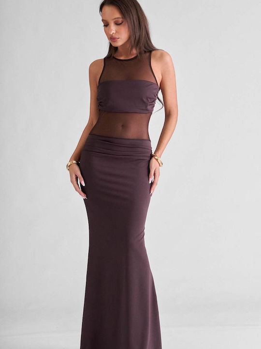 Decoro Summer Maxi Evening Dress with Sheer Det...