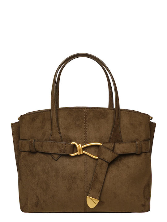 Khakifarbene Damen-Schultertasche