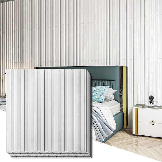 3D Wall Panels Made of PVC Adhesive / with Glue Decorative White 50x50cm 12 Pieces