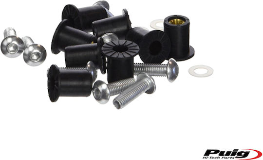 Șuruburi pentru Parbriz Puig 0957p Argintii Anodizate Antivibrații O-ring Universale