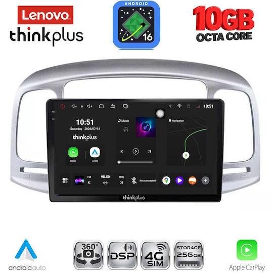 Lenovo Auto-Audiosystem für BMW X2 / X6 und Hyundai Accent 2005–2012 (Bluetooth/USB/Wi-Fi/GPS/Apple CarPlay/Android Auto) mit 9-Zoll-Touchscreen