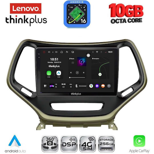 Lenovo Auto-Audiosystem für BMW X2 / X6 Jeep Cherokee 2014–2026 (Bluetooth/USB/WiFi/GPS/Apple CarPlay/Android Auto) mit 10-Zoll-Touchscreen