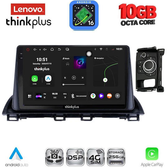 Lenovo Auto-Audiosystem für BMW X2 / X6 Mazda CX-4 2016–2025 (Bluetooth/USB/WiFi/GPS/Apple CarPlay/Android Auto) mit 9-Zoll-Touchscreen