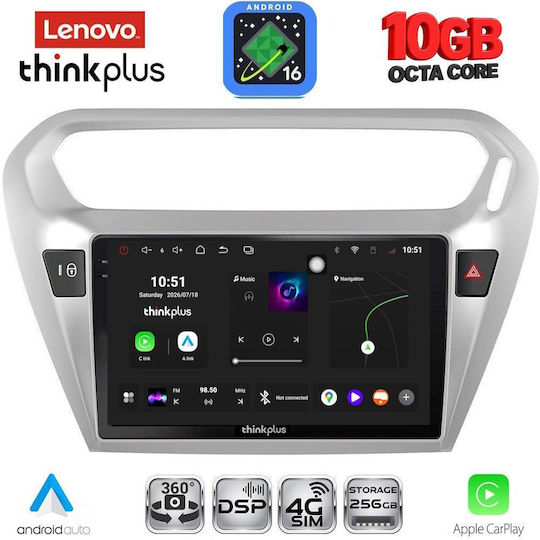 Lenovo Auto-Audiosystem für Peugeot 301 Citroen C-Elysee BMW X2 / X6 2013-2023 (Bluetooth/USB/Wi-Fi/GPS/Apple-CarPlay/Android Auto) mit 9" Touchscreen