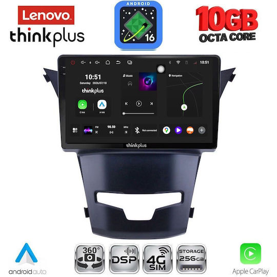 Lenovo Auto-Audiosystem für BMW X2 / X6 Ssangyong Korando 2014–2019 (Bluetooth/USB/WiFi/GPS/Apple CarPlay/Android Auto) mit 9-Zoll-Touchscreen