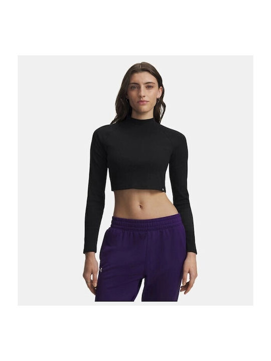 Rival Women's Cotton Long Sleeve Crop Top Black