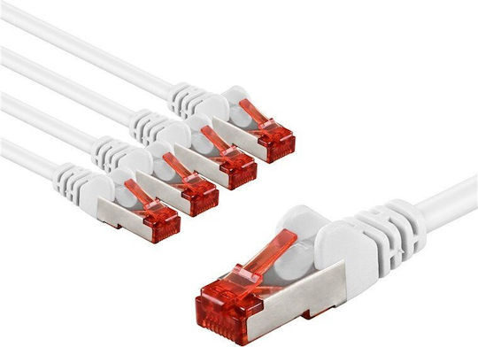 Goobay S/FTP Cat.6 (Gigabit) Καλώδιο Δικτύου Ethernet 2m Λευκό 5τμχ