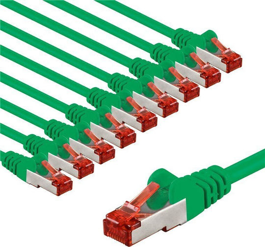 Goobay S/FTP Cat.6 (Gigabit) Καλώδιο Δικτύου Ethernet 2m Πράσινο 10τμχ