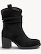 Schwarze Wildleder-Stiefeletten im Slouch-Stil mit Metallischen Details