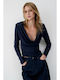 Γυναικεία Μπλούζα Μακρυμάνικη Ντραπέ Dark Blue