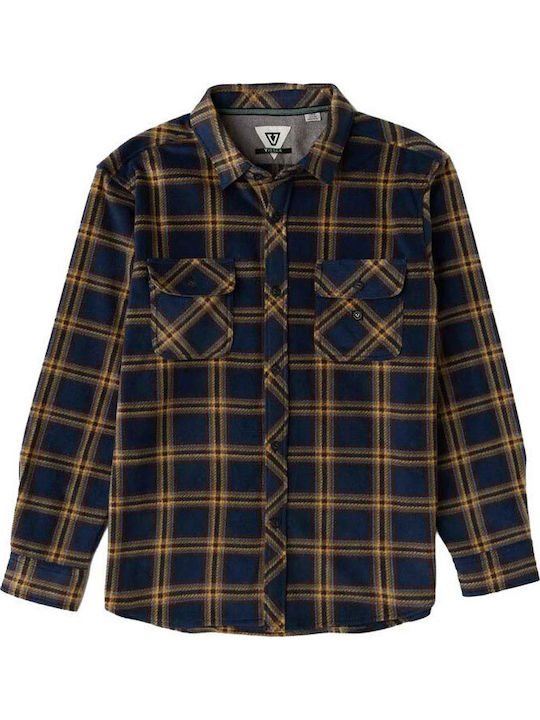 Langärmeliges kariertes Flanellhemd Dark Naval