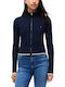 Women's Knitted Zip-Up Cardigan Blue