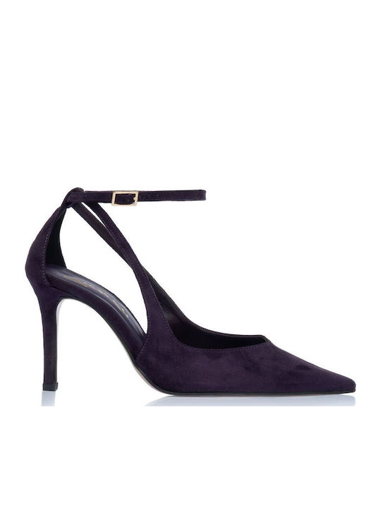 Sante Suede Γόβες με Ψηλό Τακούνι Μωβ
