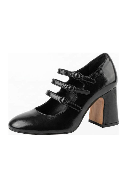 Lederslingpumps mit Hohem Absatz Schwarz