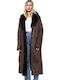 Women's Coat Brown with Fur Details
