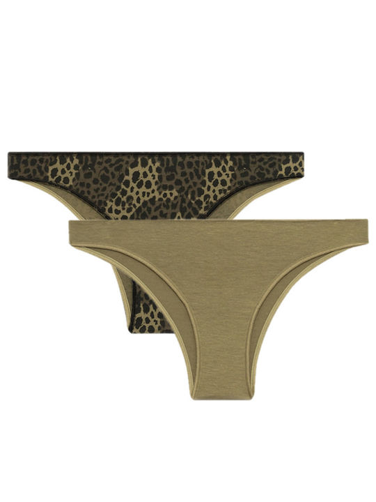 Minerva Women's Seamless Briefs 2Pack Khaki