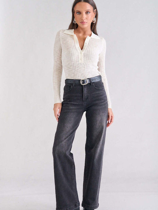 Decoro Pantaloni Jeans pentru Femei Wide Gri