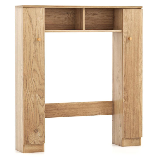 Costway Bathroom Laundry Cabinet 57.5x18x80.5cm Natural Wood