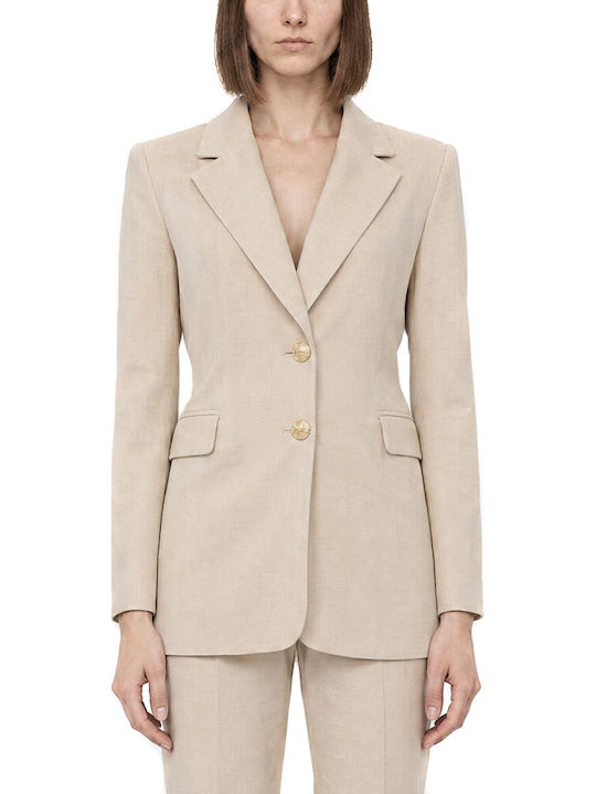 C. Manolo Long Beige Women's Blazer C. Manolo Long Beige Women's Blazer