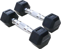 MegaFitness Sechseckige Hantel aus Gummi 1 x 2 kg
