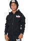 Поларен Детски Суичър-Жилетка с Качулка и Джобове Черен