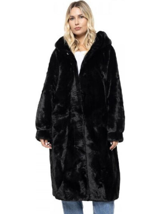 Biston Langer Damenpelz Black